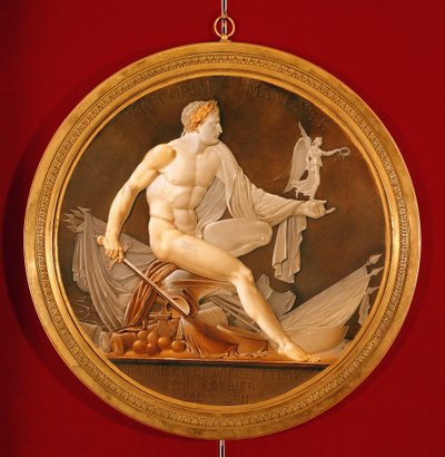 Circular plaque commemorating the Battle of Eylau, depicting Napoleon holding a figure of Victory, Sevres, 1809 by Marie Philippe Coupin de la Couperin